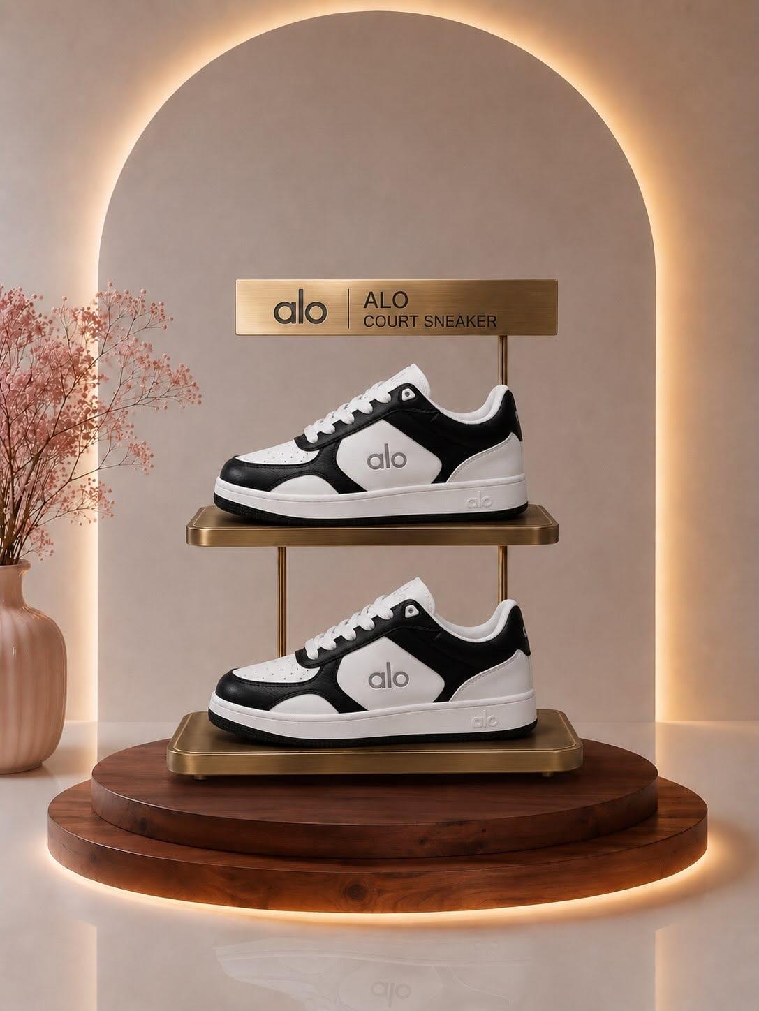 Alo Court Sneaker — Black White 2